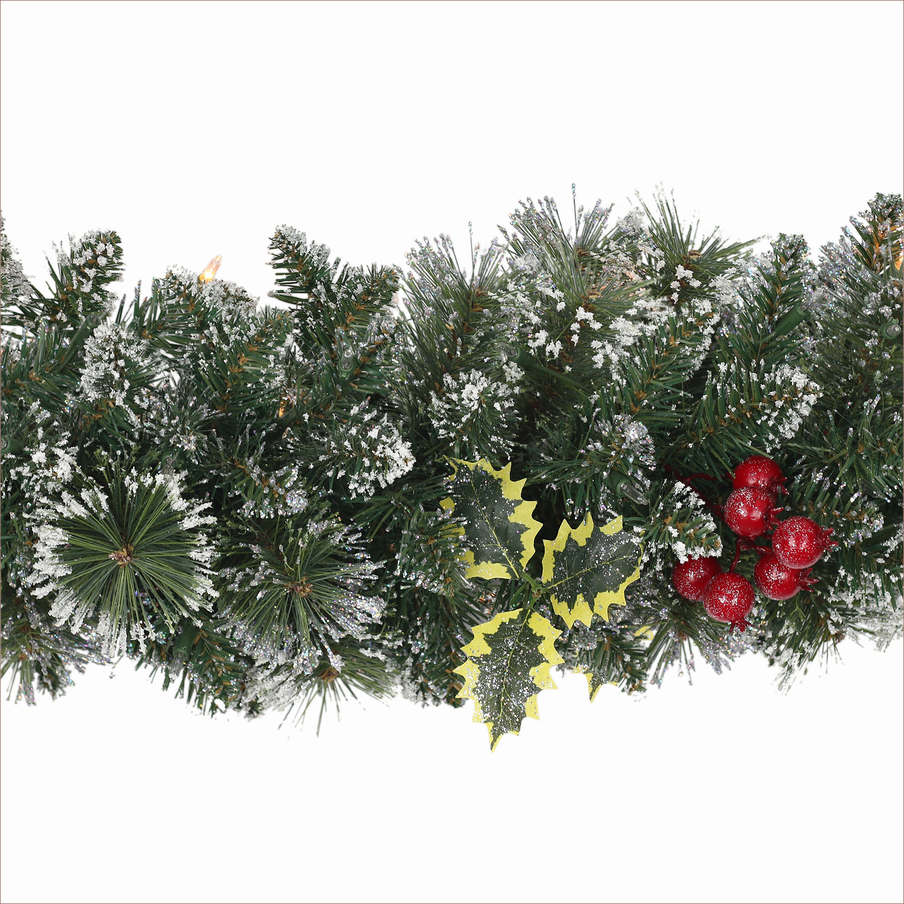 9ft x 10" Pre-Lit Snowy Silverton Pine Garland